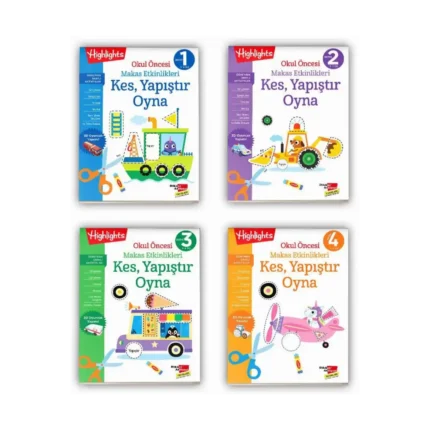 Okul Öncesi Makas Etkinlikleri Kes, Yapıştır, Oyna 4'lü Set