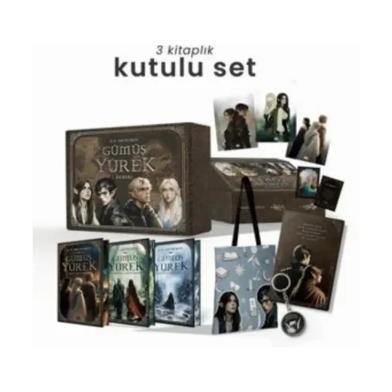 Gümüş Yürek Serisi - Üç Kitaplık Hediyeli Yan Boyamalı Kutu(Ciltli)