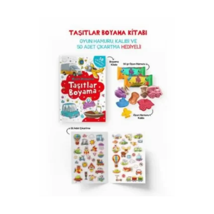 Taşıtlar Boyama Kitabı - Oyun Hamuru, Oyuncak Ve Çıkartma Hediyeli