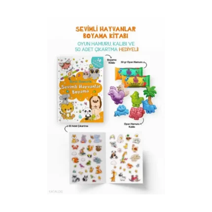 Sevimli Hayvanlar Boyama Kitabı - Oyun Hamuru, Oyuncak Ve Çıkartma Hediyeli