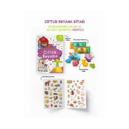 Çiftlik Boyama Kitabı - Oyun Hamuru, Oyuncak Ve Çıkartma Hediyeli