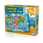 Colorful World Map Jumbo Puzzle 50 Parça