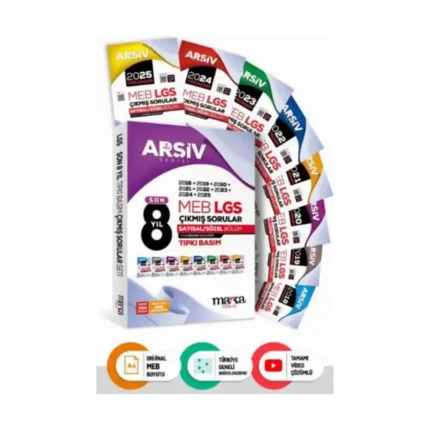 Son 8 Yıl 8. Sınıf Arşiv Serisi LGS Tıpkı Basım Fasikül Fasikül Çıkmış Sorular Tamamı Video Çözümlü