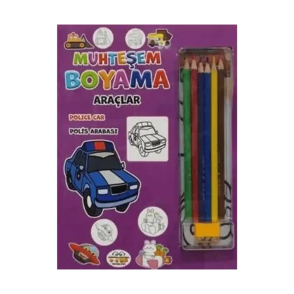 Muhteşem Boyama - Araçlar + 6lı Boya Kalemi