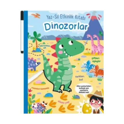 Yaz-sil Etkinlik Kitabı – Dinozorlar (kalemli)